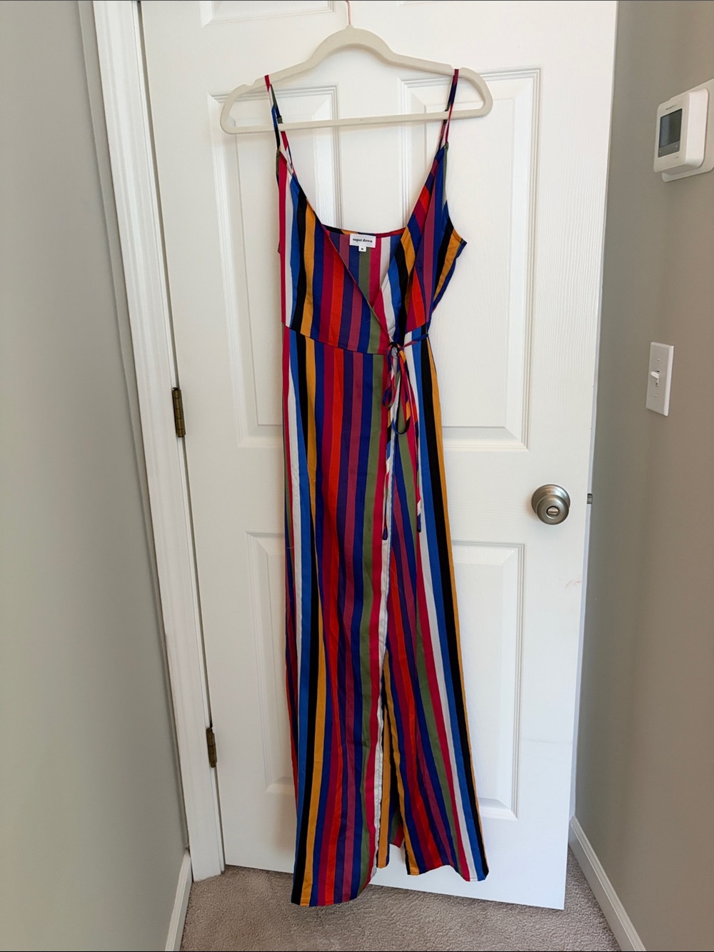 superdown Multicolor Striped Wrap Maxi Dress - Red, Blue, Yellow, Green, Pink